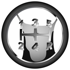 Manual chrome gear stick top isolated on white background.