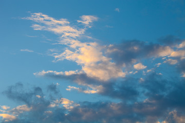 Clouds on the sky in sunset time