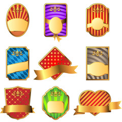 Vector set of decorative labels isolated on white background.