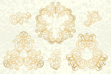 Calligraphic elements vintage set . Vector frame ornament