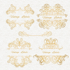 Calligraphic elements vintage set . Vector frame ornament