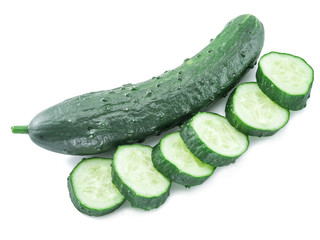 Cucumbers on the white background.