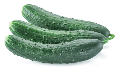 Cucumbers on the white background.