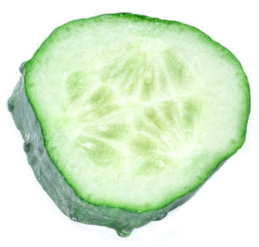 Cucumber slice on the white background.