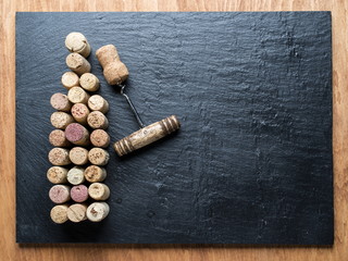 Wine corks in the shape of wine bottle.