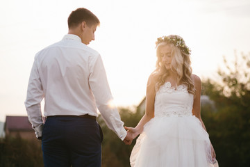 Wedding couple on the nature