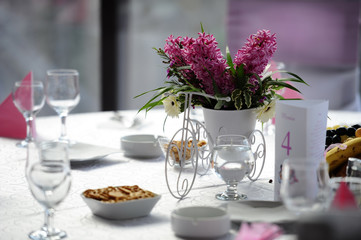 Nice decorated table for wedding reception
