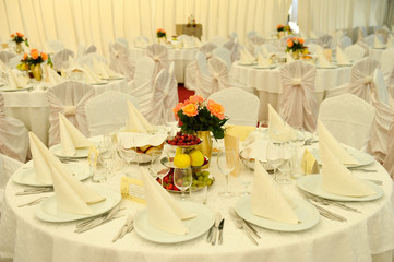 Nice decorated table for wedding reception
