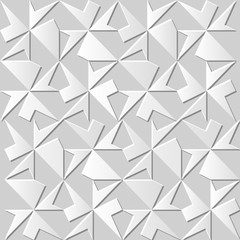 Vector damask seamless 3D paper art pattern background 053 Spiral Cross Geometry
