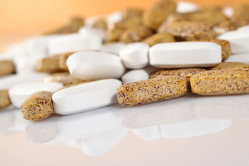 Heap of  pills close up
