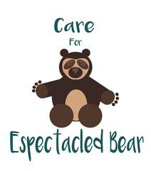 Care for espectacled bear over white coor background