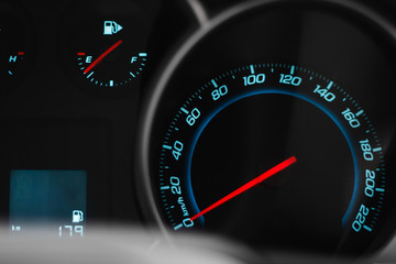 speedometer of modern car, close up photo