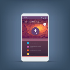 Fitness tracker or sports app user interface icons template for smartphone. 