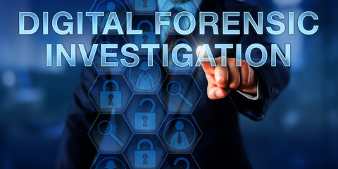 Examiner Pressing DIGITAL FORENSIC INVESTIGATION