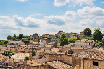 Fototapeta na wymiar View over picturesque rooftops of Saint-Emilion, France