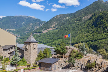 Fototapeta na wymiar Andorra La Vella surrounded by beautiful mountains