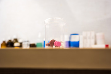 Drugs in a measuring cylinder