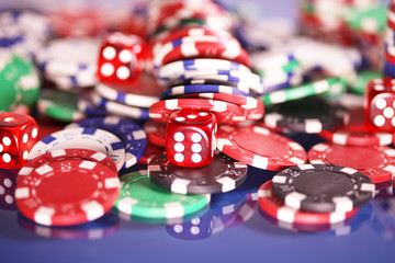 poker chips and dice