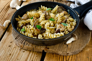 Pasta with mushrooms, cabbage and caraway seeds