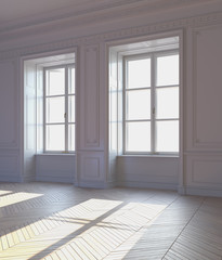 Fototapeta na wymiar 3d rendering. The white classic interior