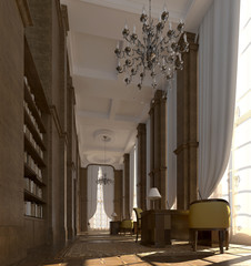 3d rendering. Classical Reading room