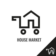 Agent, rent, house icon vector image. Shop logo.