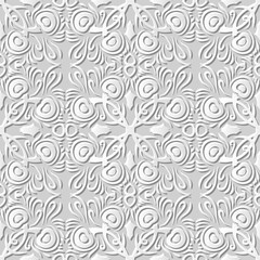 Vector damask seamless 3D paper art pattern background 068 Peacock Feather Kaleidoscope
