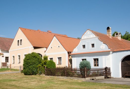 Rural decorated houses in Zabori, South Bohemia, Czech republic
