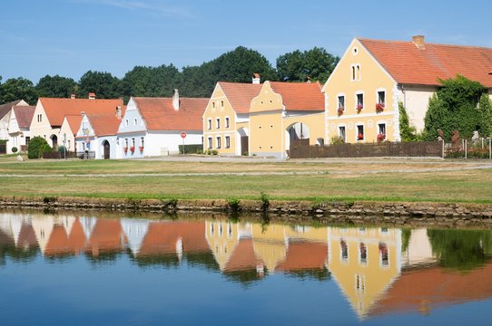 Rural decorated houses in Zabori, South Bohemia, Czech republic