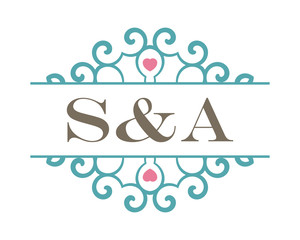 S&A initial ornament wedding logo