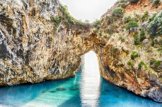 Arcomagno Beach on the Coast of the Cedars, Tyrrhenian Sea