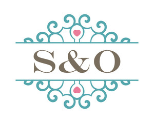 S&O initial ornament wedding logo