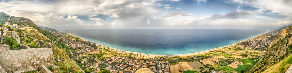  Panoramic aerial view over the coastline in Calabria, Italy © marcorubino