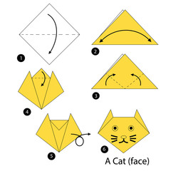 step by step instructions how to make origami A Cat.