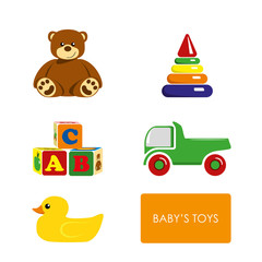 Set of children's toys on a white background