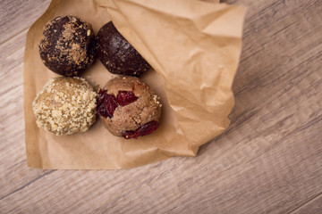 Homemade sweet balls photographed overhead