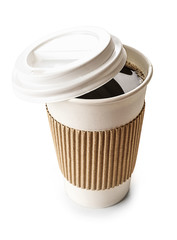 Paper cup of coffee isolated on white