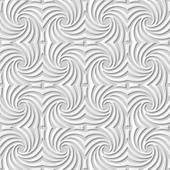 Fototapeta na wymiar Vector damask seamless 3D paper art pattern background 076 Spiral Cross Curve 