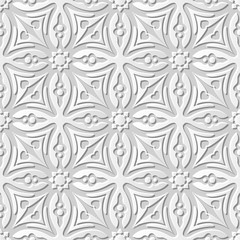 Vector damask seamless 3D paper art pattern background 077 Cross Flower Kaleidoscope
