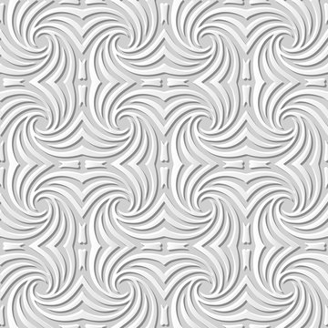 Vector damask seamless 3D paper art pattern background 076 Spiral Cross Curve
