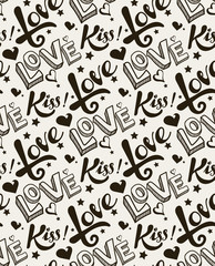background retro: text, love, kiss, vector