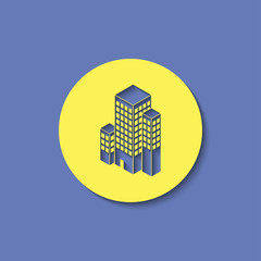 city buildings isometric 3d icon
