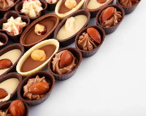 Chocolate sweets isolated on white
