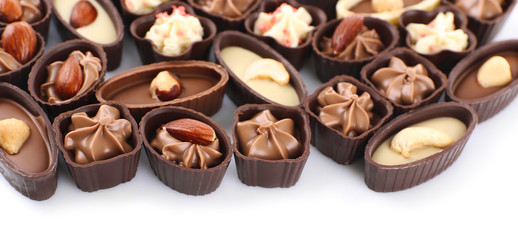 Chocolate sweets isolated on white