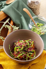 chicken meatballs with zucchini and purple potatoes