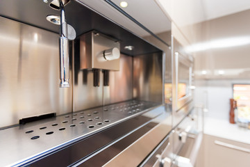 Closeup of a modern wall oven in the kitchen