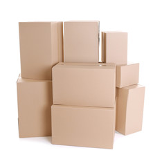Set of cardboard boxes isolated on white