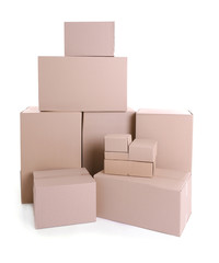 Set of cardboard boxes isolated on white