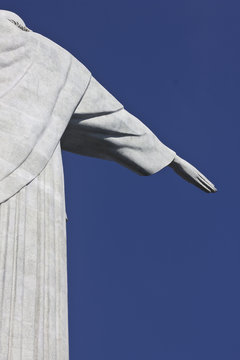 Part of the statue of Christ the Redeemer in Rio de Janeiro, Bra