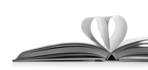 Heart from book pages, isolated on white